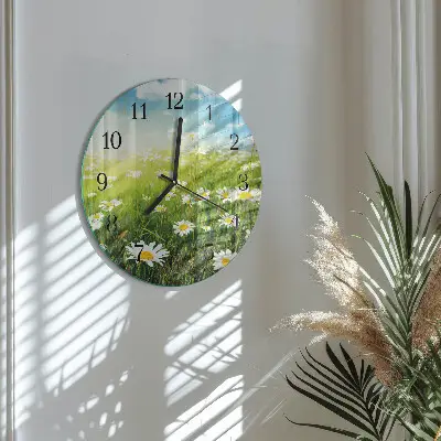 Ronde glazen klok Madeliefjes