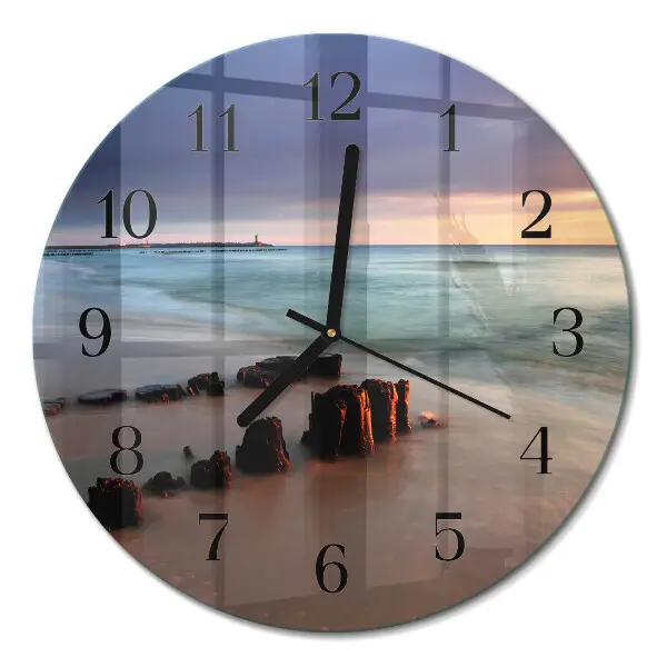 Ronde glas klok Strand zee
