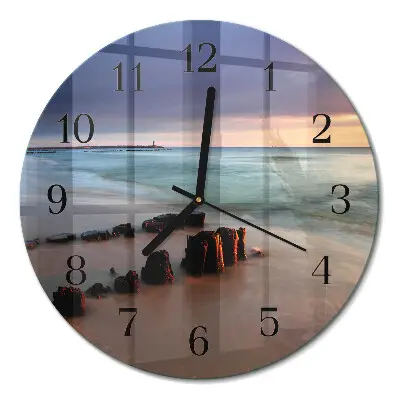 Ronde glas klok Strand zee