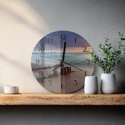 Ronde glas klok Strand zee