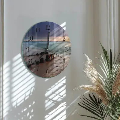 Ronde glas klok Strand zee