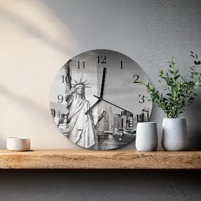 Ronde glazen wandklok Vrijheidsbeeld