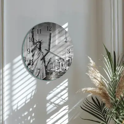Ronde glazen wandklok Vrijheidsbeeld