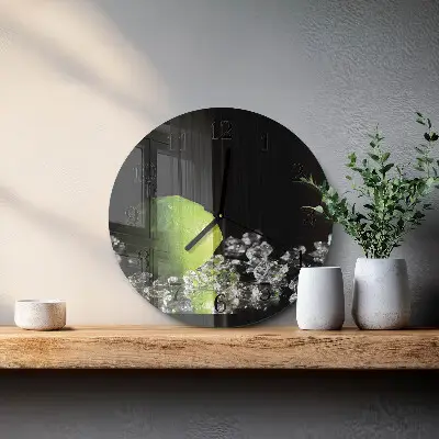 Wandklok glas decoratie rond Calciumcarbonaat