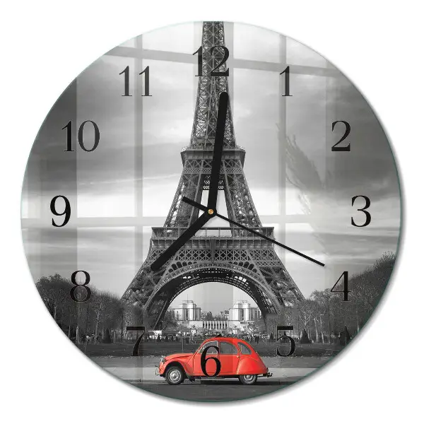 Ronde glas klok Eiffeltoren auto