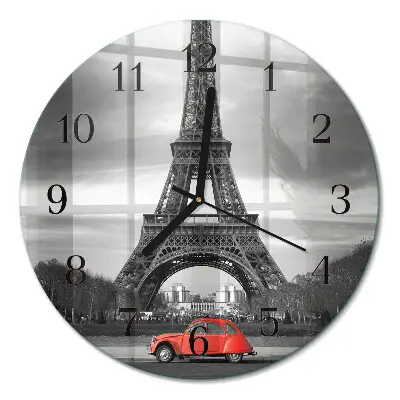 Ronde glas klok Eiffeltoren auto