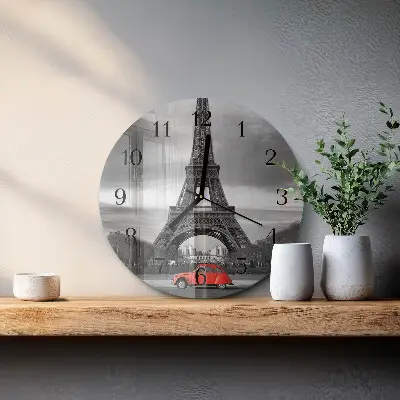 Ronde glas klok Eiffeltoren auto