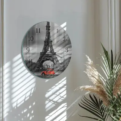 Ronde glas klok Eiffeltoren auto