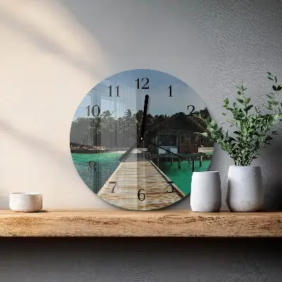Klok glas met opdruk rond Zeepalmen