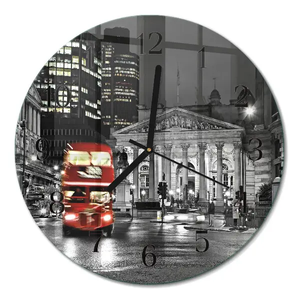 Ronde glas klok Londense bus
