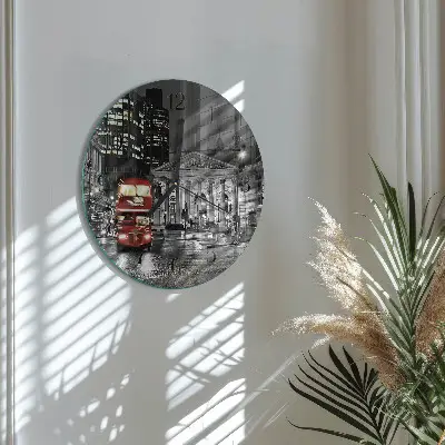Ronde glas klok Londense bus