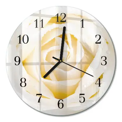 Wandklok glas decoratie rond Roos