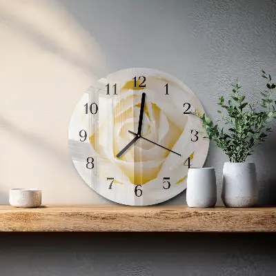 Wandklok glas decoratie rond Roos