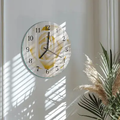 Wandklok glas decoratie rond Roos