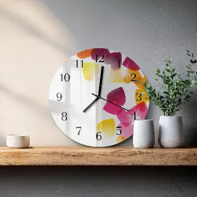 Ronde glazen klok Kleurrijke harten