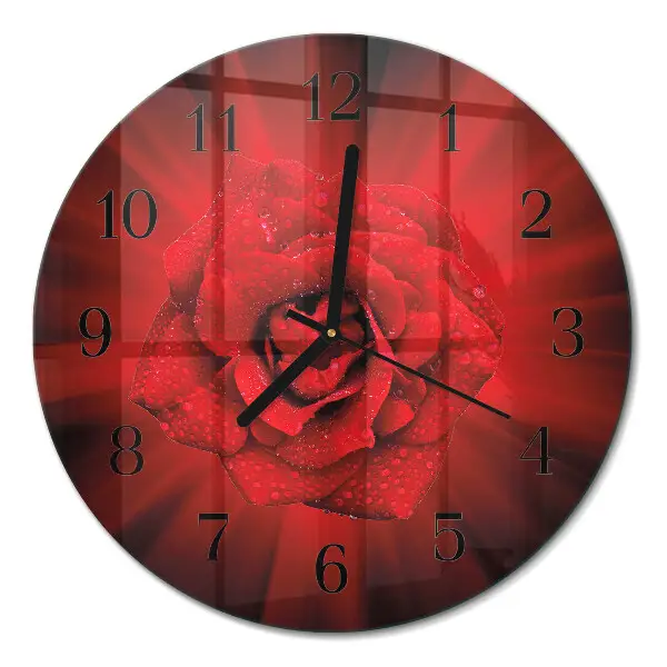Ronde glas klok Roos