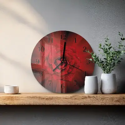 Ronde glas klok Roos