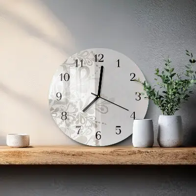 Ronde glazen wandklok Bloemkunst