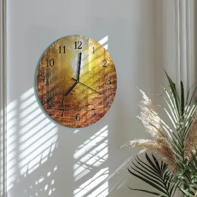 Ronde glazen wandklok Herfstbos