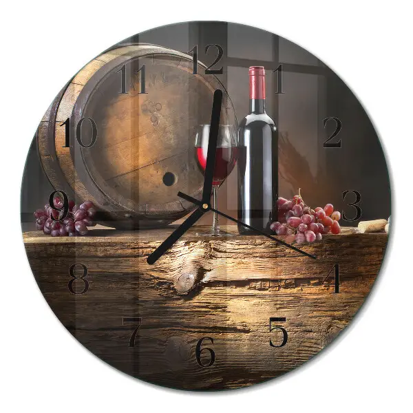 Wandklok glas decoratie rond Druiven voor wijn