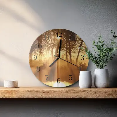 Ronde glazen klok Bomen in de mist