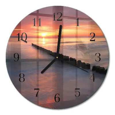 Klok glas met opdruk rond Zon van de zee