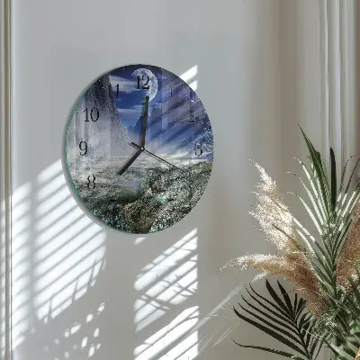 Wandklok glas decoratie rond Bergen maan
