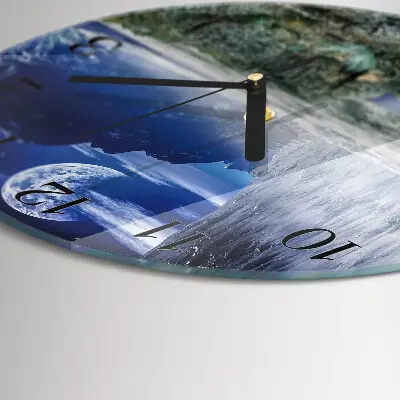 Wandklok glas decoratie rond Bergen maan