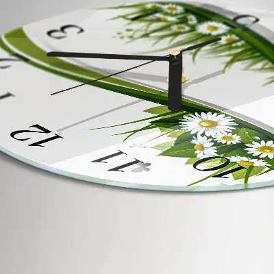 Wandklok glas decoratie rond Madeliefje