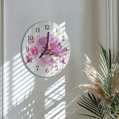 Klok glas met opdruk rond Orchideeën