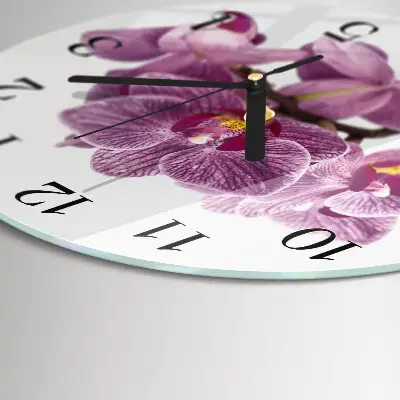 Klok glas met opdruk rond Orchideeën