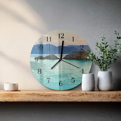Ronde glazen wandklok Zee-eiland