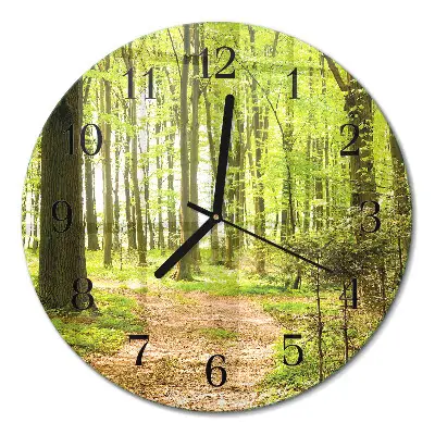 Ronde glazen wandklok Woud