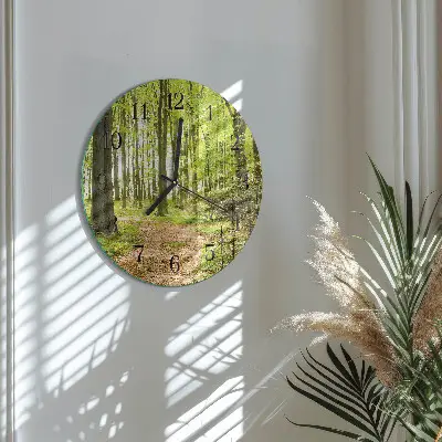Ronde glazen wandklok Woud