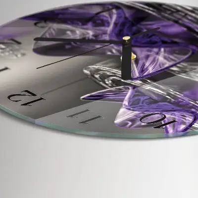 Wandklok glas decoratie rond Glazen bloemen