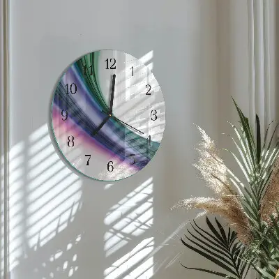 Ronde glazen klok Abstracte lijnen