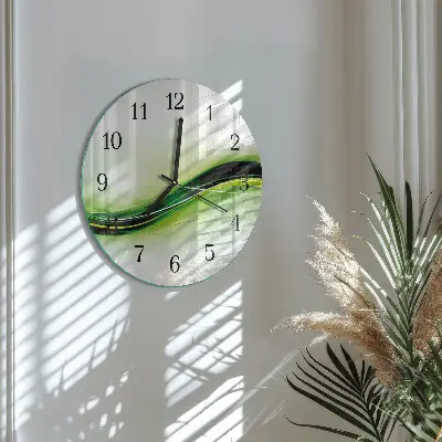 Klok glas met opdruk rond Abstracte lijnen
