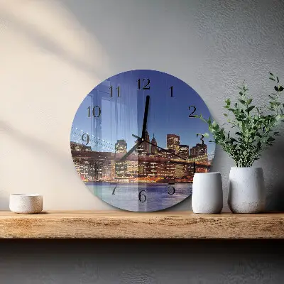 Ronde glazen wandklok Horizontale brug