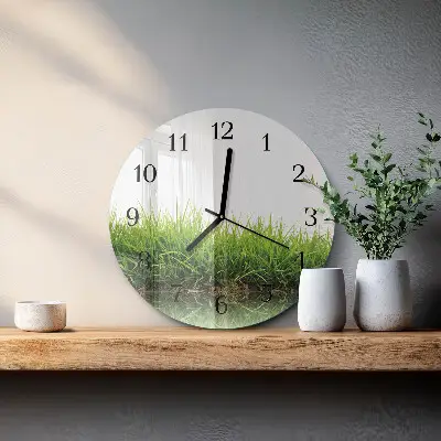 Klok glas met opdruk rond Gras