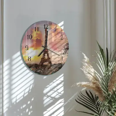 Ronde glazen wandklok Eiffeltoren parijs