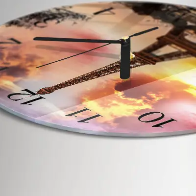 Ronde glazen wandklok Eiffeltoren parijs