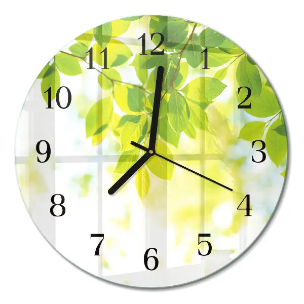 Wandklok glas decoratie rond Bladeren