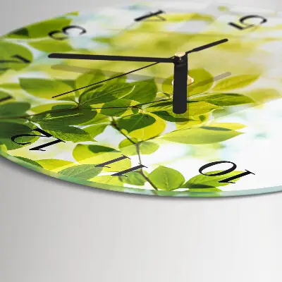 Wandklok glas decoratie rond Bladeren