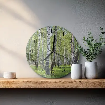 Ronde glazen klok Berkenbos