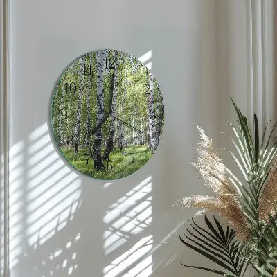 Ronde glazen klok Berkenbos