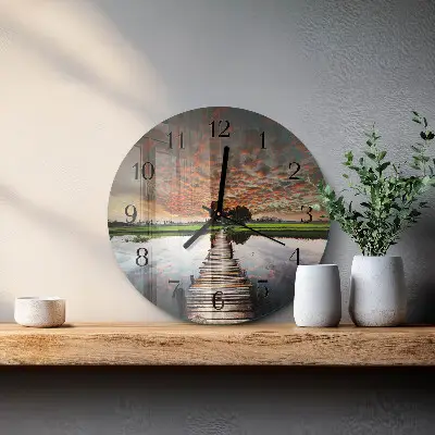 Ronde glas klok Brug in de wei