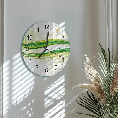 Wandklok glas decoratie rond Abstracte lijnen