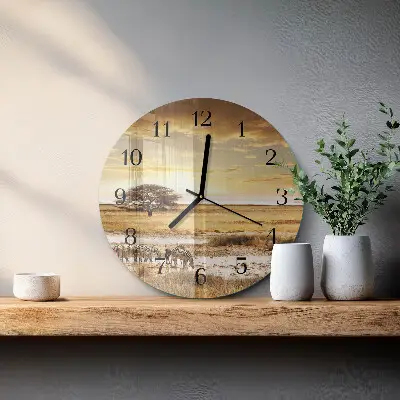 Ronde glas klok Zebra's