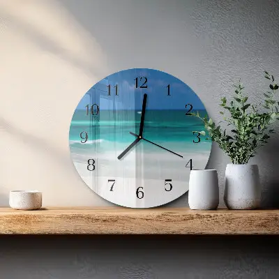 Ronde glazen wandklok Strand zee
