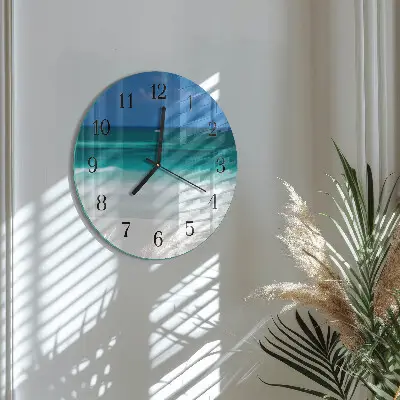 Ronde glazen wandklok Strand zee